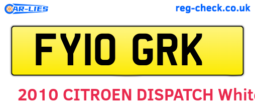 FY10GRK are the vehicle registration plates.