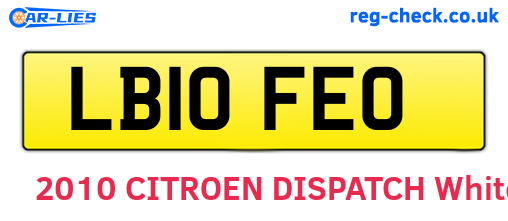 LB10FEO are the vehicle registration plates.