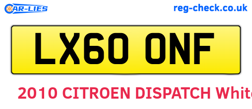 LX60ONF are the vehicle registration plates.
