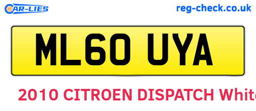 ML60UYA are the vehicle registration plates.