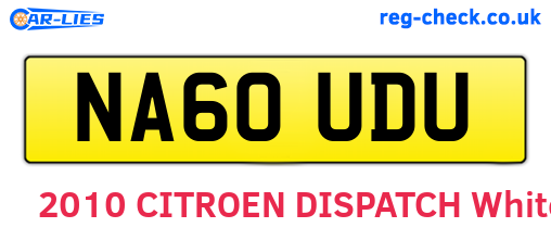 NA60UDU are the vehicle registration plates.