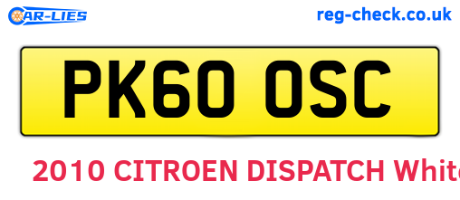PK60OSC are the vehicle registration plates.