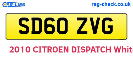 SD60ZVG are the vehicle registration plates.