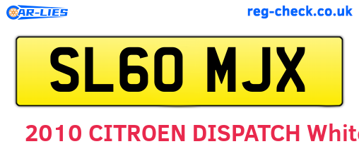 SL60MJX are the vehicle registration plates.