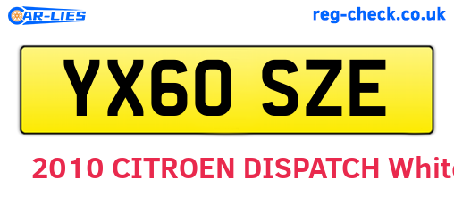YX60SZE are the vehicle registration plates.