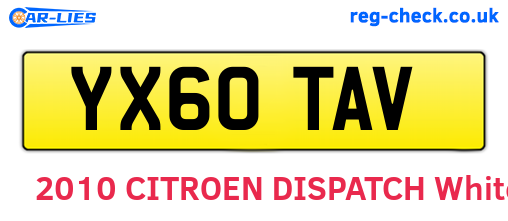 YX60TAV are the vehicle registration plates.