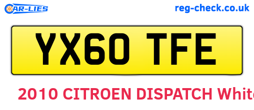 YX60TFE are the vehicle registration plates.