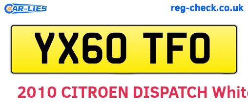 YX60TFO are the vehicle registration plates.
