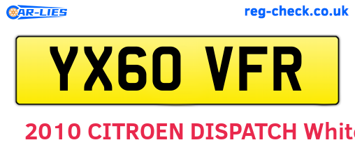 YX60VFR are the vehicle registration plates.