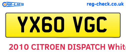 YX60VGC are the vehicle registration plates.