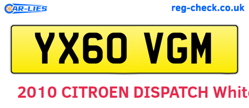 YX60VGM are the vehicle registration plates.