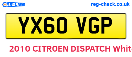 YX60VGP are the vehicle registration plates.