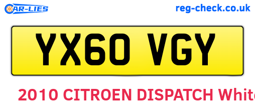 YX60VGY are the vehicle registration plates.