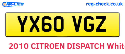 YX60VGZ are the vehicle registration plates.