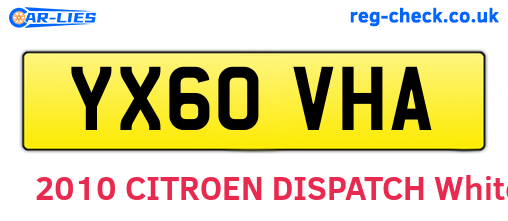 YX60VHA are the vehicle registration plates.