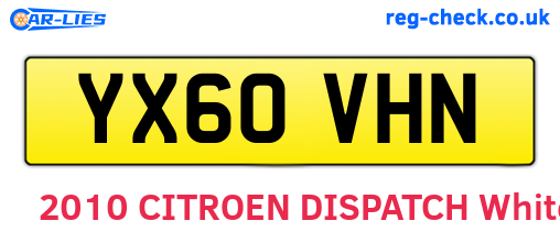 YX60VHN are the vehicle registration plates.