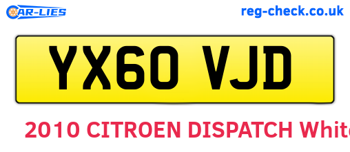 YX60VJD are the vehicle registration plates.