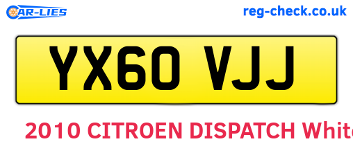 YX60VJJ are the vehicle registration plates.