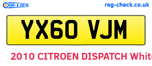 YX60VJM are the vehicle registration plates.