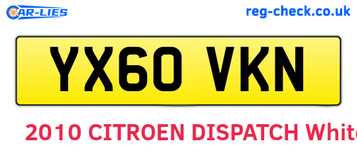 YX60VKN are the vehicle registration plates.