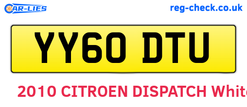 YY60DTU are the vehicle registration plates.