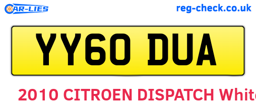 YY60DUA are the vehicle registration plates.