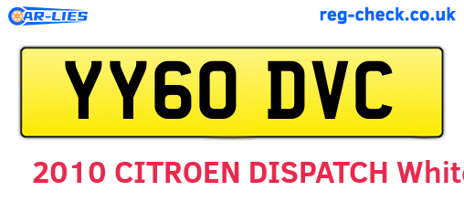 YY60DVC are the vehicle registration plates.