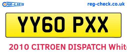 YY60PXX are the vehicle registration plates.