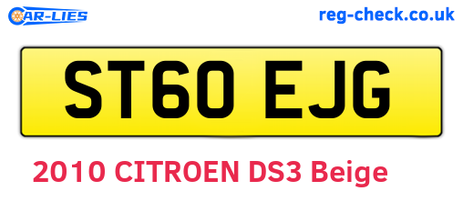 ST60EJG are the vehicle registration plates.
