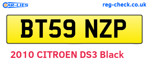 BT59NZP are the vehicle registration plates.