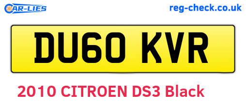 DU60KVR are the vehicle registration plates.