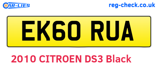 EK60RUA are the vehicle registration plates.