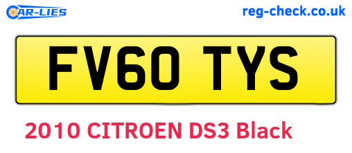 FV60TYS are the vehicle registration plates.