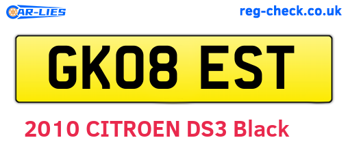 GK08EST are the vehicle registration plates.