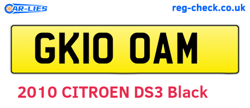 GK10OAM are the vehicle registration plates.