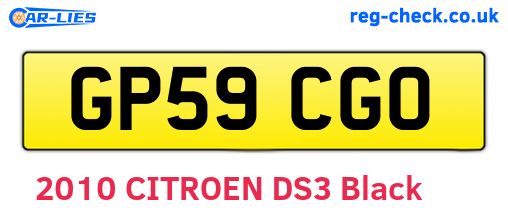 GP59CGO are the vehicle registration plates.