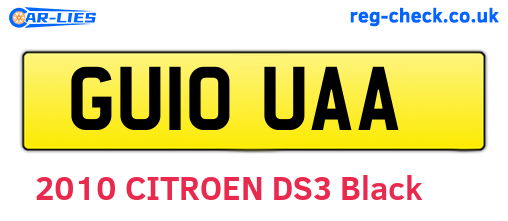 GU10UAA are the vehicle registration plates.