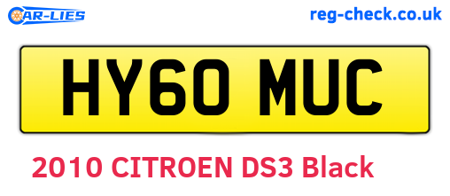 HY60MUC are the vehicle registration plates.