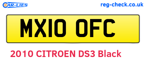 MX10OFC are the vehicle registration plates.