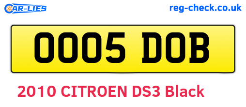 OO05DOB are the vehicle registration plates.