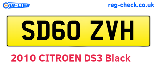 SD60ZVH are the vehicle registration plates.