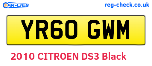 YR60GWM are the vehicle registration plates.