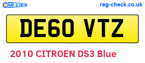 DE60VTZ are the vehicle registration plates.