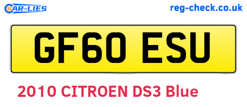 GF60ESU are the vehicle registration plates.