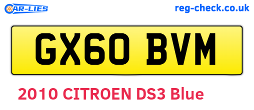 GX60BVM are the vehicle registration plates.