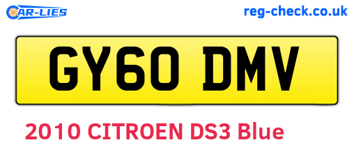 GY60DMV are the vehicle registration plates.