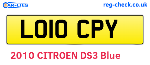 LO10CPY are the vehicle registration plates.