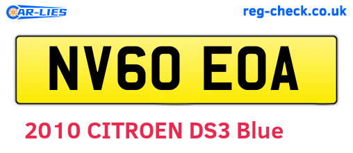 NV60EOA are the vehicle registration plates.