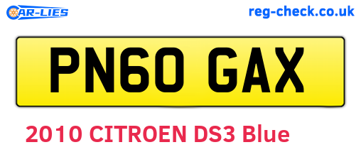 PN60GAX are the vehicle registration plates.
