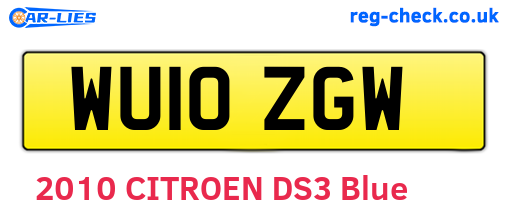 WU10ZGW are the vehicle registration plates.